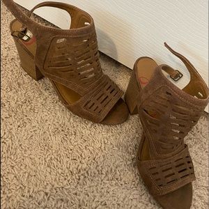 Brown heeled sandals worn once.